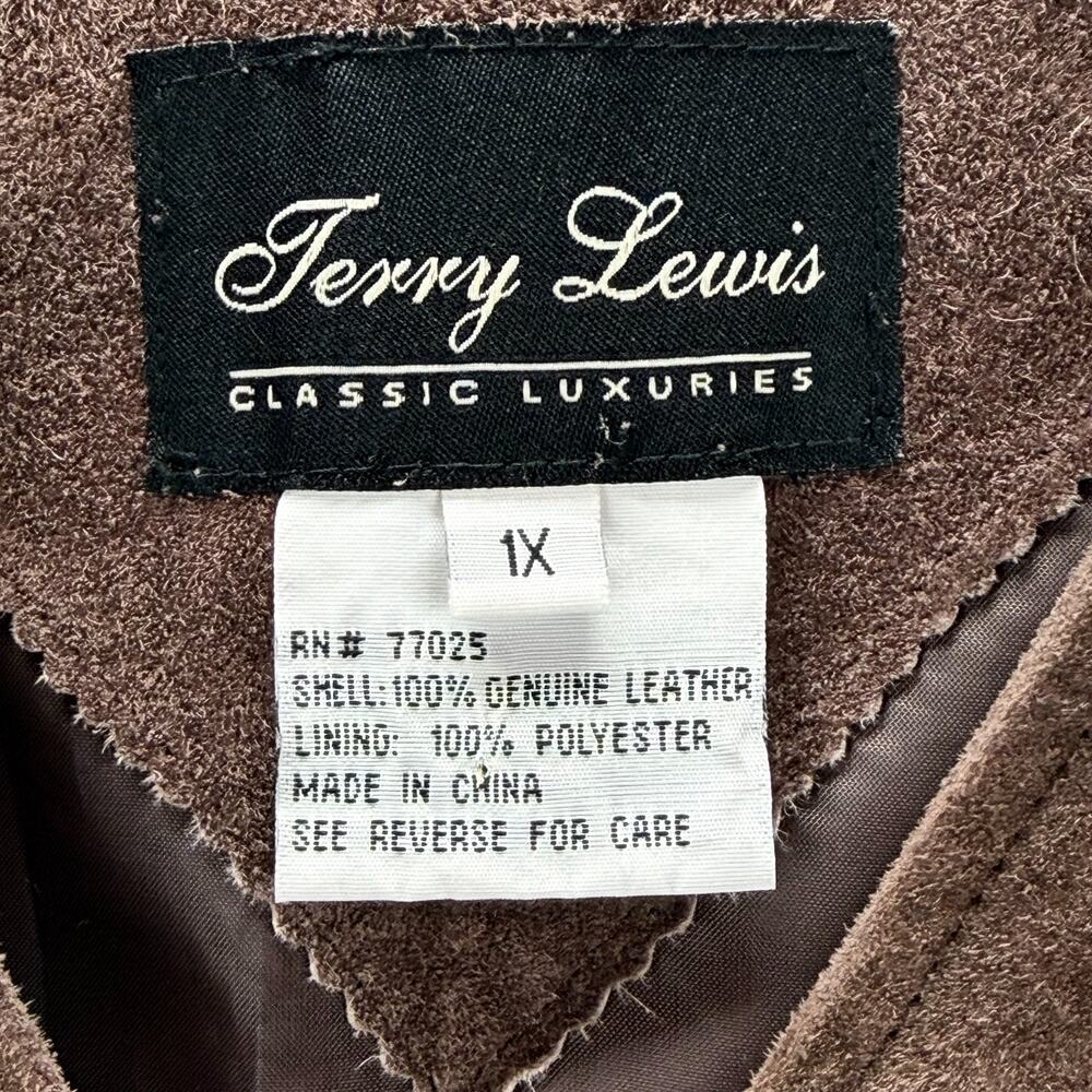 Terry Lewis Leather Vest Brown Women 1X Lined Button Western Bohemia Cowgirl - Picture 8 of 12